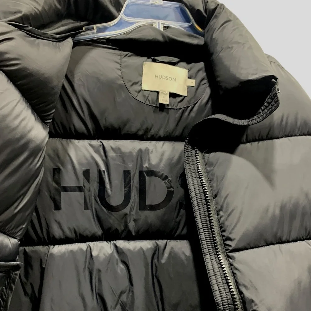HUDSON Black Puffer Jacket Stand Collar Full Zip Women's Size Medium‎